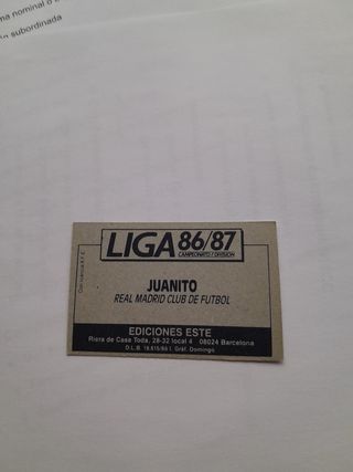 Cromos Juanito Real Madrid 86/87