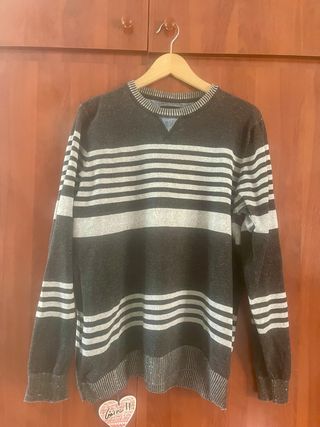 Jersey de rayas gris y blanco