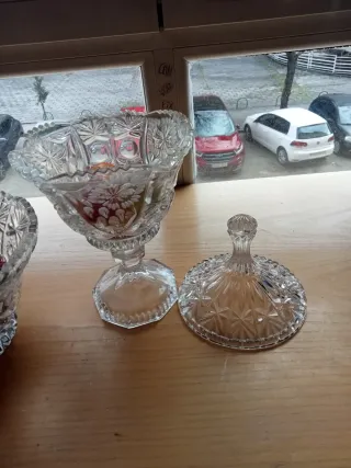 Fuente y Bombonera de Cristal Tallado