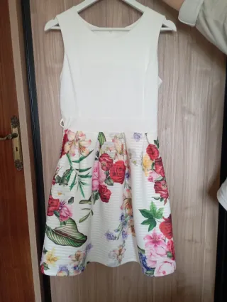 Vestido blanco floral talla L