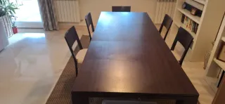 Mesa comedor de madera wengué con 6 sillas