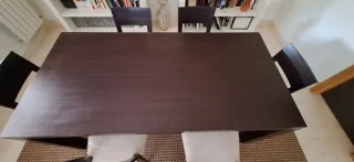 Mesa comedor de madera wengué con 6 sillas