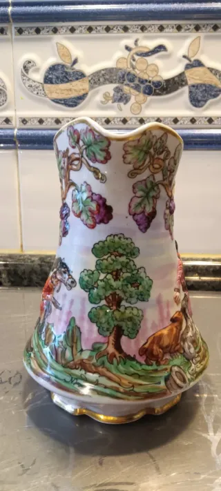 Jarra Porcelana Capodimonte Caza Perros