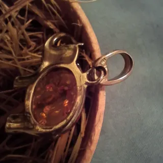 Pendente Elefante Argento e Ambra