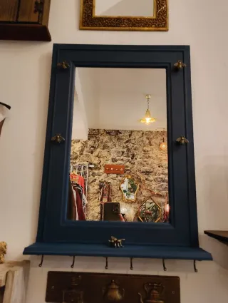 Espejo Organizador Restaurado Azul