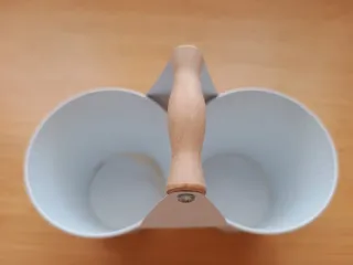 Macetero doble blanco metal y madera