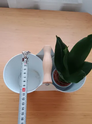 Macetero doble blanco metal y madera