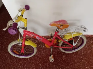 Bicicleta infantil 16 rosa y amarilla
