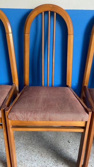 6 Sillas de Comedor de madera y asiento tapizado