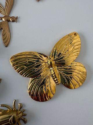 Lote 12 Apliques Mariposas y Libélulas Doradas