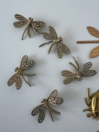 Lote 12 Apliques Mariposas y Libélulas Doradas