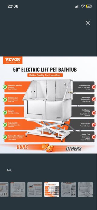 Bañera Eléctrica para Mascotas VEVOR 50