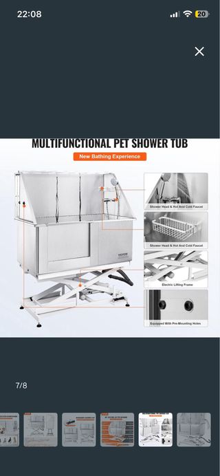 Bañera Eléctrica para Mascotas VEVOR 50