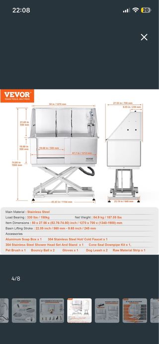 Bañera Eléctrica para Mascotas VEVOR 50