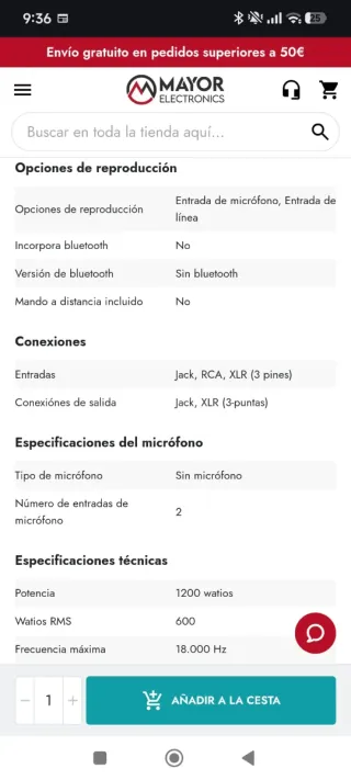 Conjunto altavoces Vonyx SPJ-1200A Negro