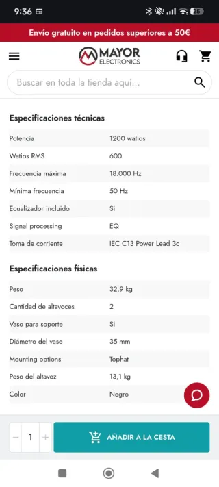 Conjunto altavoces Vonyx SPJ-1200A Negro
