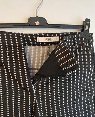 Pantalón Mango Negro Rayas Blancas Talla S