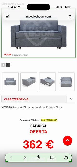 Sofá Cama Gris Tela NO USADO NUNCA