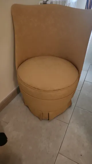 Butaca vintage tela beige/amarilla