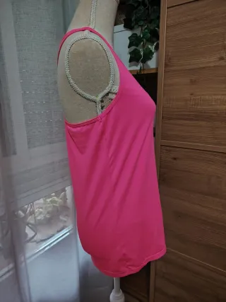 Camiseta deportiva tirantes Decathlon fucsia mujer