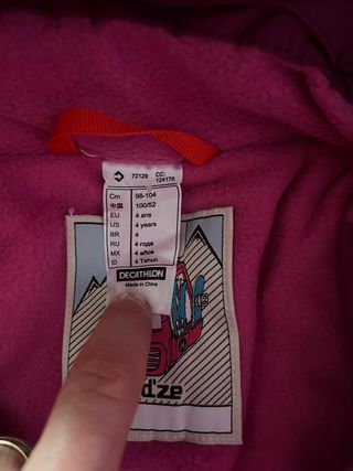 Mono de esquí rosa para niña