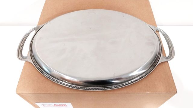 Bandeja Alessi oval vintage acero