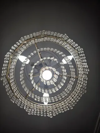 Lámpara Cascada Bronce y Cristal 7 Luces