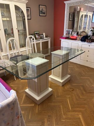 Mesa de comedor de cristal