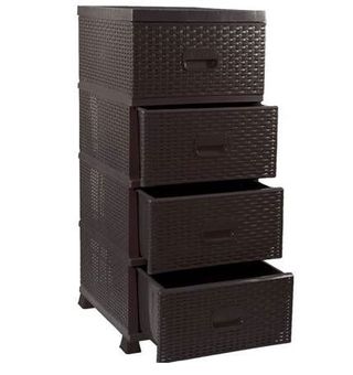 1 Cajonera, Plástico, 4 Cajones  Negro