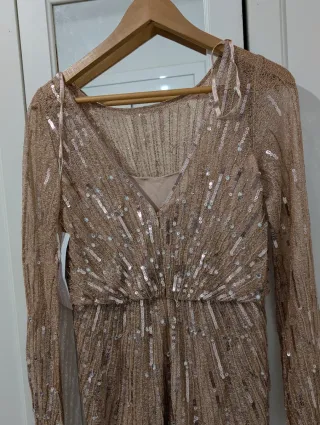 Vestido fiesta lentejuelas manga larga T38