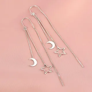 Pendientes de plata con luna y estrella