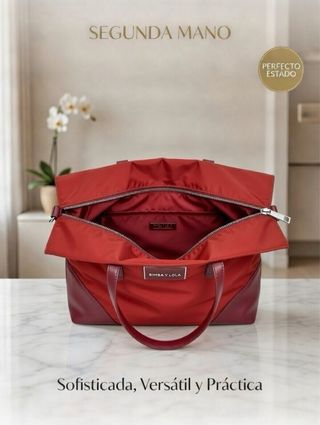 Bolso Bimba y Lola lona y piel teja