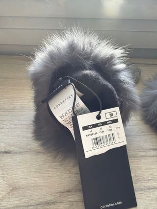 Guantes de lana Cortefiel grises con pelo