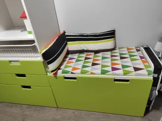 Mueble infantil baúl asiento verde