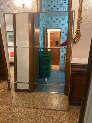 Espejo grande metal y madera