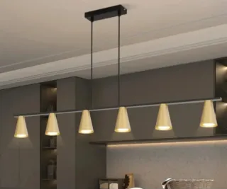 Lampadario 6 luci moderno oro e nero
