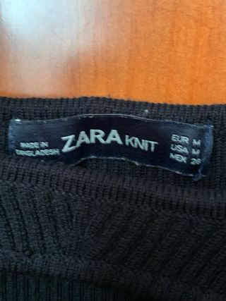 Vestido Negro Punto Zara Knit Talla M
