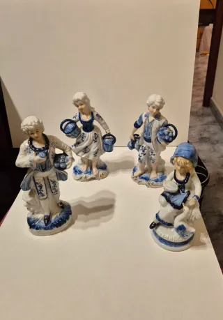 Figuras decorativas porcelana azul y blanco