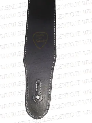 Tracolla chitarra basso cuoio impunture bianche