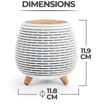 Humidificador blanco con patas de madera