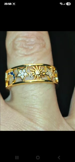 Anel Dourado em prata esterlina 925