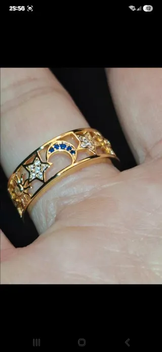 Anel Dourado em prata esterlina 925