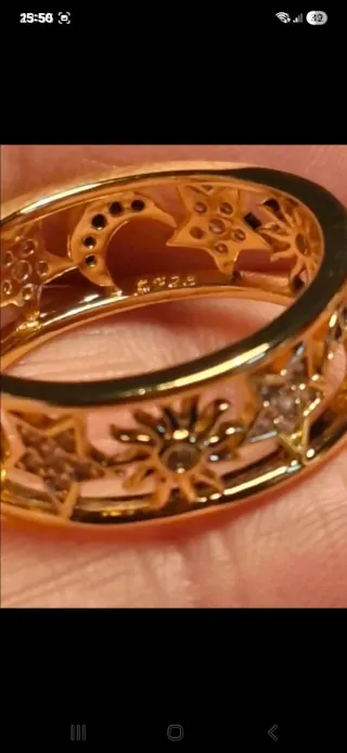 Anel Dourado em prata esterlina 925