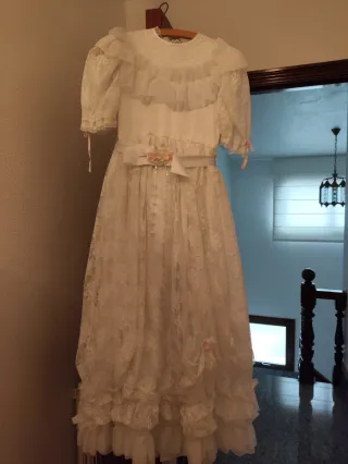 Vestido de Comunión Blanco y Rosa