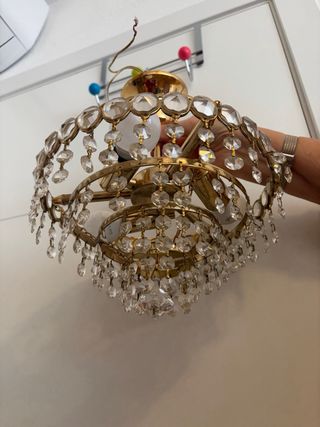 Lámpara plafón latón y cristal