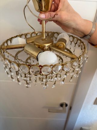 Lámpara plafón latón y cristal