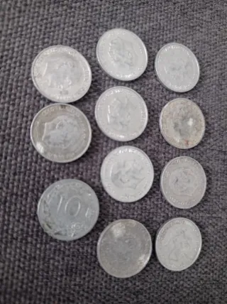 Lote 11 monedas 10 céntimos Franco