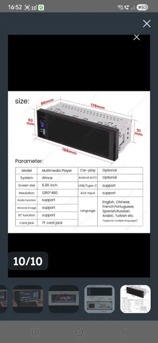 Radio Coche 1 DIN Carplay Android Auto