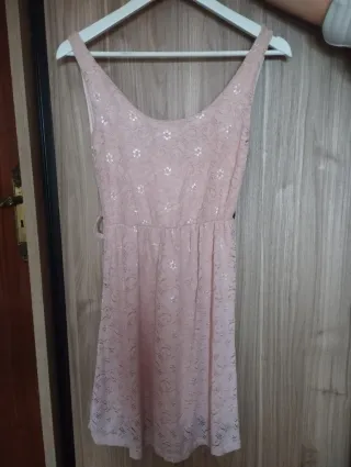 Vestido encaje rosa pastel talla única