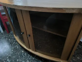 Mueble TV auxiliar madera y cristal